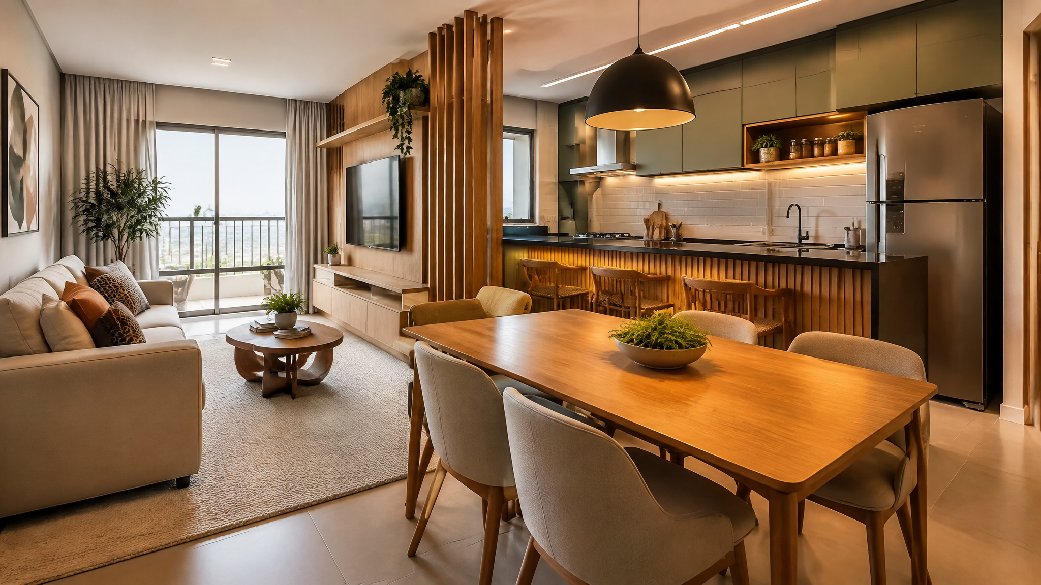 Setorização: como separar sala e cozinha sem paredes | Como Decorar Sala e Cozinha Integradas