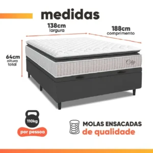 cama box baúx casal com colchão | Segundo | Casa Sem Perrengue