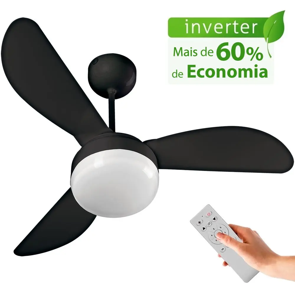 Ventilador de Teto Ventisol Fênix Black Inverter Controle Remoto | Casa Sem Perrengue